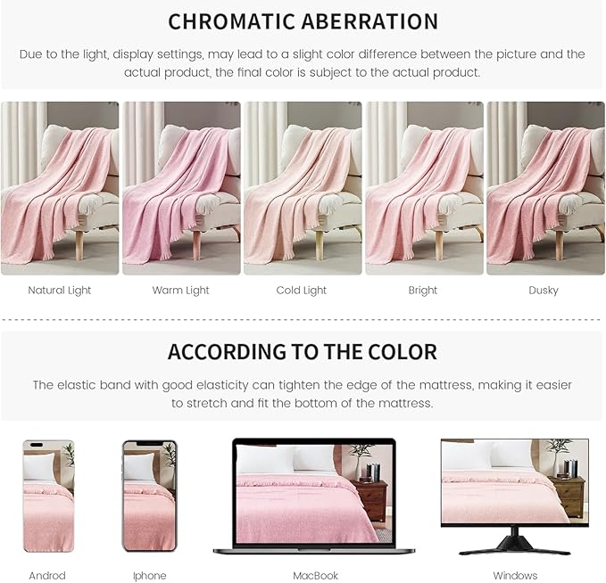 BOURINA Faux Cashmere Fringe Throw Blanket Decorative Lightweight Throw Soft Cozy for Bed or Sofa Outdoor Blanket, 50x70 Inches Pink