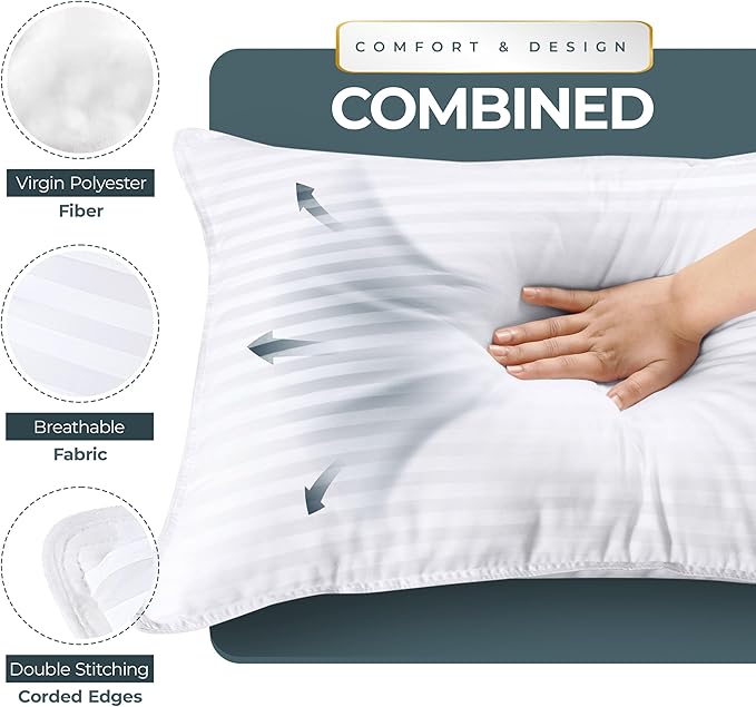 Utopia Bedding Bed Pillows for Sleeping King Size (White), Set of 4, Cooling Hotel Quality, for Back, Stomach or Side Sleepers