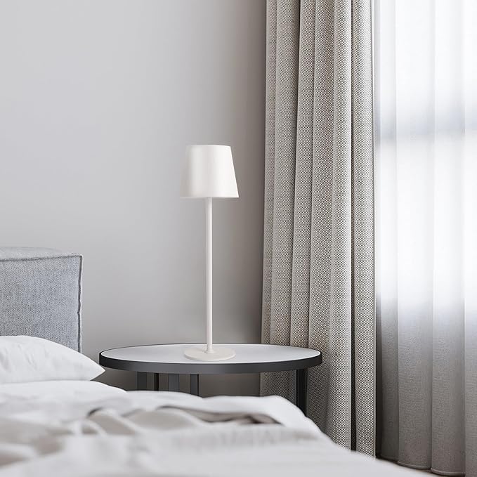 Cordless Table Lamp LED Desk Lamp,5000mAh Rechargeable Touch Night Light Lamp,Wireless Minimalist Design for Restaurant/Bedroom/Bars/Outdoor Party/Camping/Coffee Shop(White)