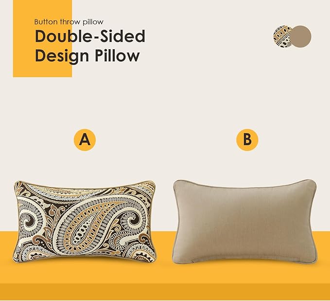 Outdoor Sunbrella Decorative Pillows Pack of 4, 20" x 12" Outdoor Pillow Set for Couch Bed Throw Patio Sofa, Royce Walnut