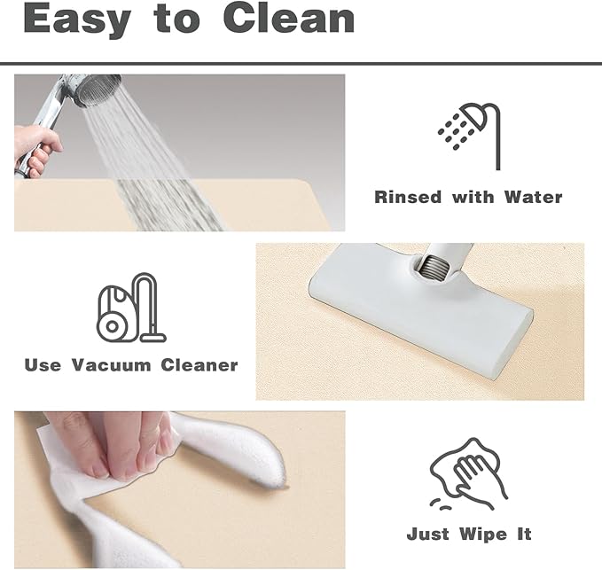 Bathroom Mat Quick Dry, Bathroom Rugs Non Slip Washable Thin Absorbent Bath Mat Fits Under Door Bathroom Floor Mat Perfect for Bath, Shower, or Sink 24"x60" Beige