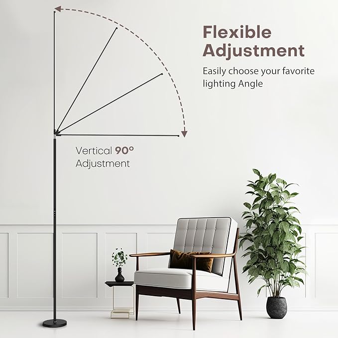 LED Floor Lamp, Bright Eye-Care Standing Lamp, Home Decor with Touch Control Dimmable Reading Light for Living Room, Bedroom, Office - Black