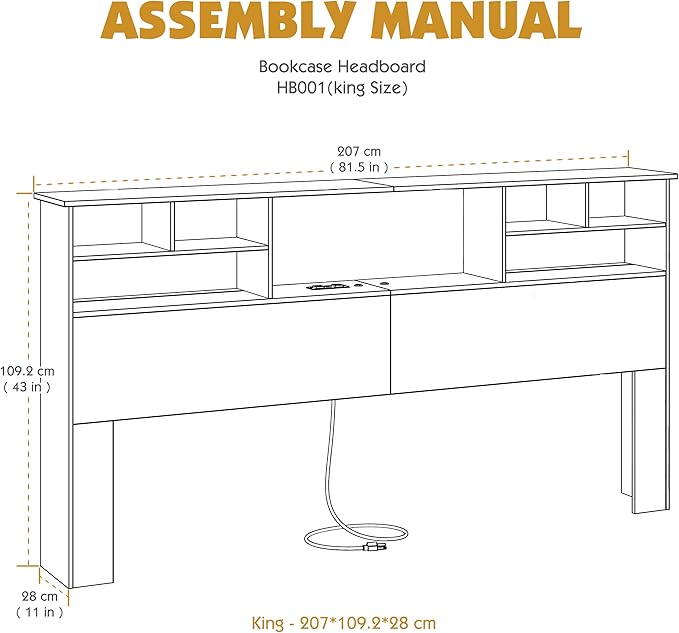 King Size Headboard for Bedroom, Stylish Bookcase Headboard with Built-in Charging Station & 2 LED Lights, Engineered Wood Headboards, Noise-Free HeadBoard King Size with Storage, White