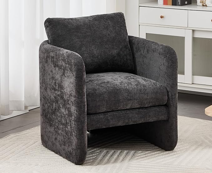 EALSON Comfy Accent Chair Modern Living Room Chair with Arm Mid Century Reading Lounge Chair for Adults Upholstered Armchair for Living Room/Reading Room/Bedroom/Office/Club, Chenille Grey