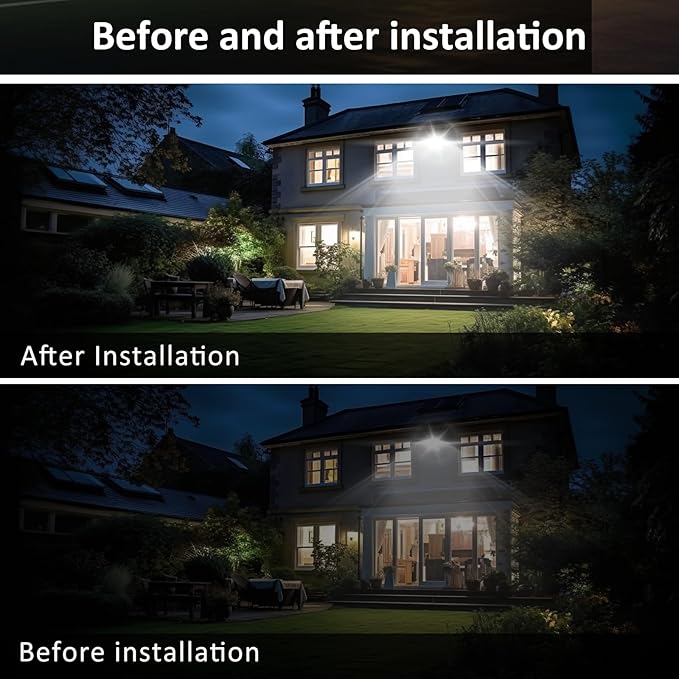 300W Flood Lights Outdoor,27000LM Bright Work Light Plug in,6500K Daylight White LED Flood Light Outdoor, IP66 Waterproof Exterior Floodlight for Yard Garage Stadium 2 Pack