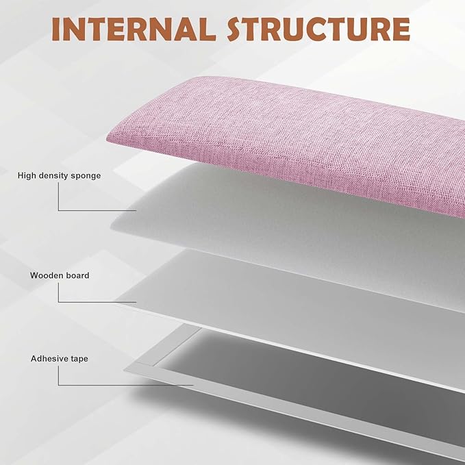 IFNOW Upholstered Wall Mounted Headboard, 3D Soundproof Wall Panels Peel and Stick Headboard for King Size, Reusable and Removable Tufted Bed Headboard in Light Pink(12 Panels, 10" x 24")