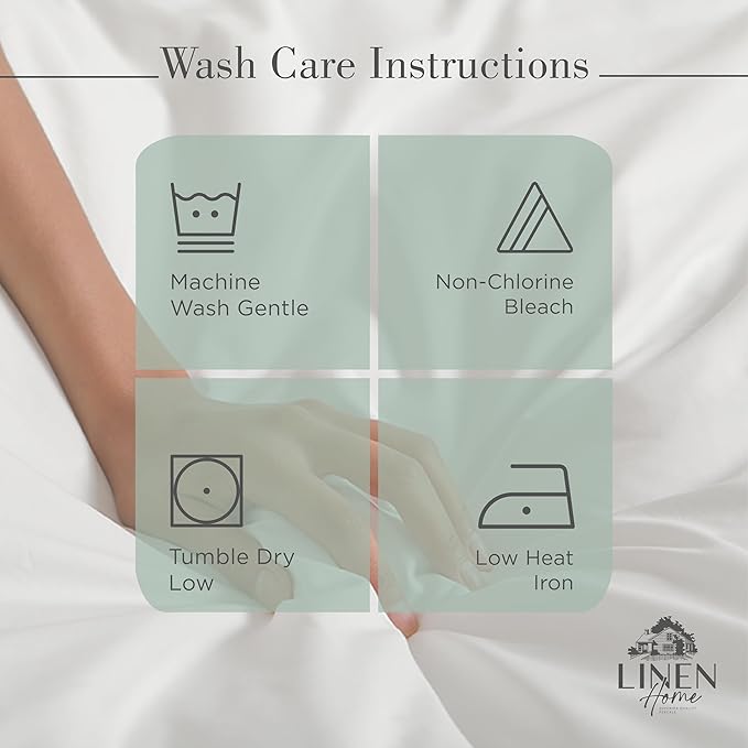 Linen Home 100% Cotton Percale Sheets Twin XL Size, Frosty Green, Deep Pocket, 3 Pieces Set - 1 Flat, 1 Deep Pocket Fitted Sheet and 1 Pillowcase, Crisp Cool and Strong Bed Linen