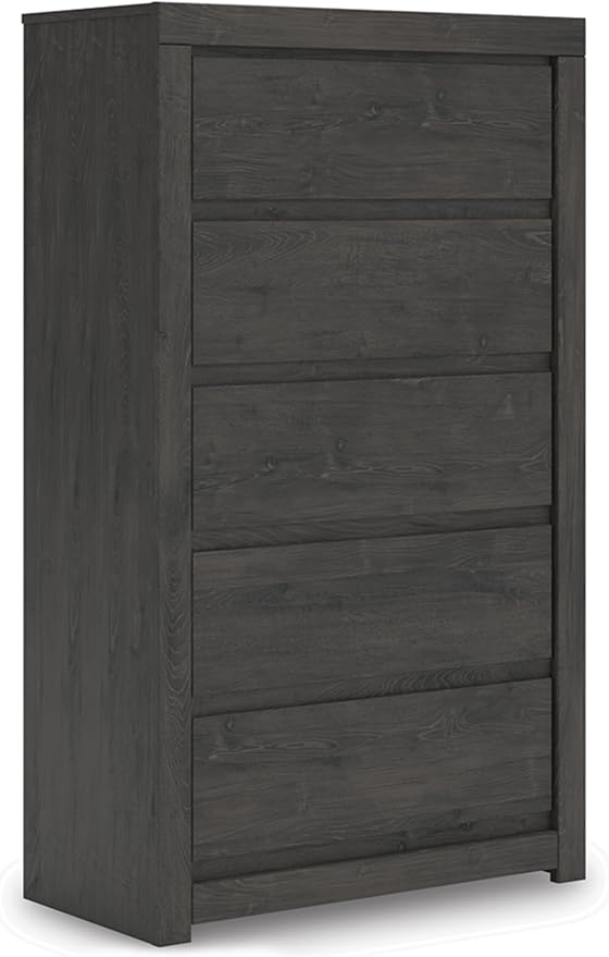 Signature Design by Ashley Parlayon Casual 5-Drawer Chest of Drawers with Safety Stop, Gray