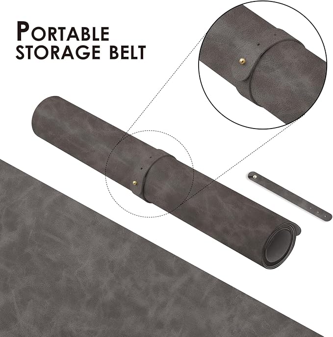 Distressed Leather Desk Mat - Non-Slip PU Desk Pad for Office and Home - Desk Organization and Accessories - Ideal for Large Mouse Pad and Desk Mats on Top of Desks(Slate Gray,27.6"x 13.8")