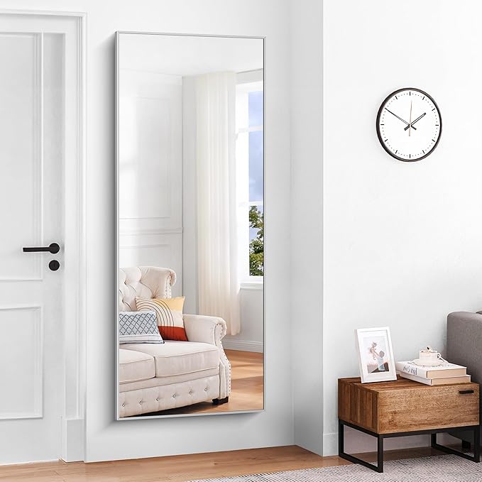 30x72inch Bathroom Mirror, Silver Rectangle Mirror with Thin Metal Frame, Large Rectangular Wall Mirror for Bathroom, Living Roomm, Hair Salon, Big Farmehouse Mirror Hang Horizontal/Vertical