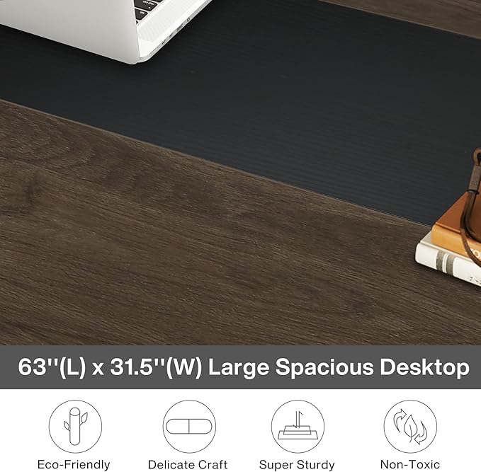 Tribesigns Modern Computer Desk, 63 x 31.5 inch Large Office Desk Computer Table Study Writing Desk Workstation for Home Office, Grey/Black