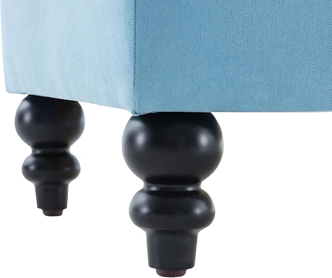 HUIMO 50-inch Storage Ottoman Bench in Upholstered Fabrics, Button-Tufted Large Window Bench for Bedroom, Living Room, End of Bed Bench Hold Up to 300lbs (Light Blue), OT1-1