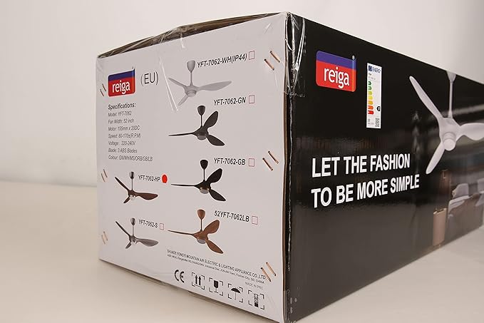 reiga 52 Inch ETL Listed High CFM Quiet DC Motor Smart Ceiling Fans with Lights Remote Control, Indoor 3 Blade Modern Ceiling Fan for Living Room Bedroom Farmhouse