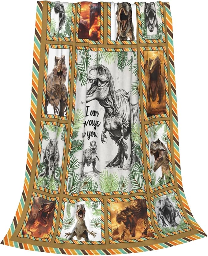Wsradto Dinosaur Blanket Dino Throw Blanket Fleece Flannel Bedding Dinosaurs Gifts for Men Boys Lovers Adults Stuff Plush for Couch Sofa Bed Room Decor 50"X60"