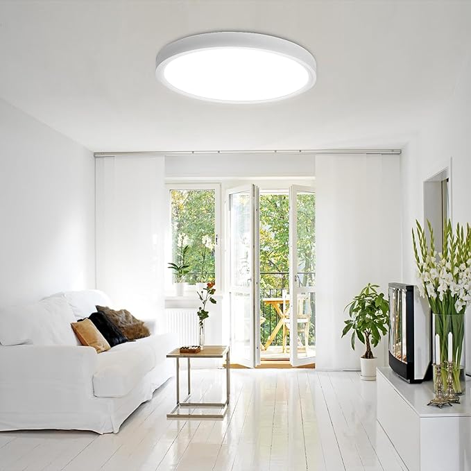 20 Inch LED Flush Mount Ceiling Light, 40W, 4350LM, Selectable 3000K/4000K/6000K CCT, White Round Flat Panel Light Fits Hallway, Kitchen, Bedroom, Laundry Room