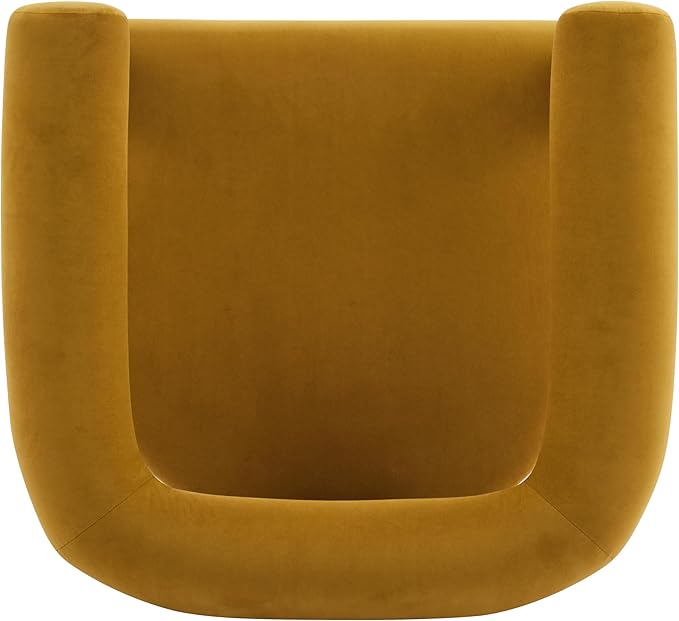 Christopher Knight Home Linton Modern Velvet Upholstered Accent Chair, Living Room Solid Wood Lounge Chair, Bedroom Soft Cushion Comfy Reading Chair, Home Office Sofa Armchair, Mustard Yellow+Brown