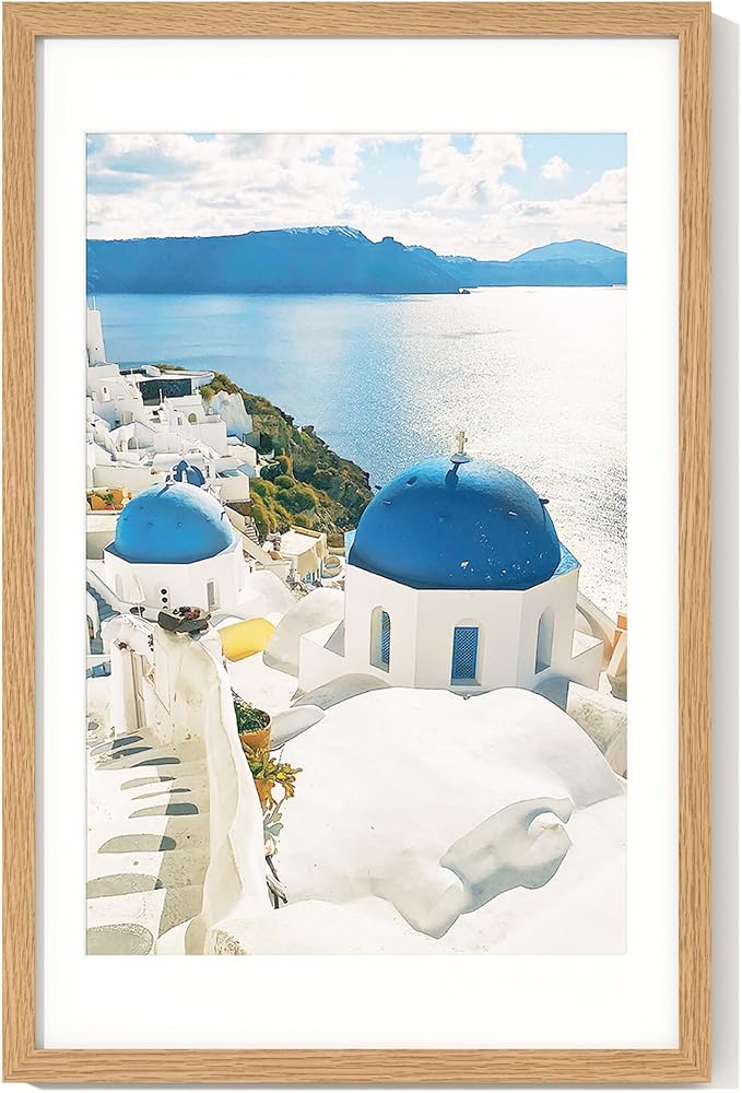 Axeman 14x22 Frame | Solid Oak Wood 14x22 Picture Frame With Mat for 12x18 | 22x14 Wood Poster Frame | Tempered Glass and Hanging Hardware Included Home Wall Decor Art Hanging Frame | Natural