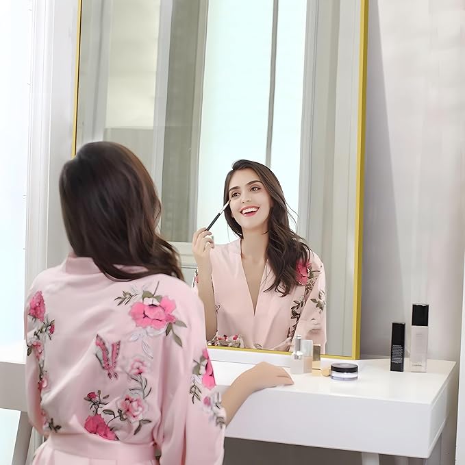 36x48inch Bathroom Mirror, Gold Rectangle Mirror with Thin Metal Frame, Large Rectangular Wall Mirror for Bathroom, Living Room, Hair Salon, Big Farmhouse Mirror Hang Horizontal/Vertical
