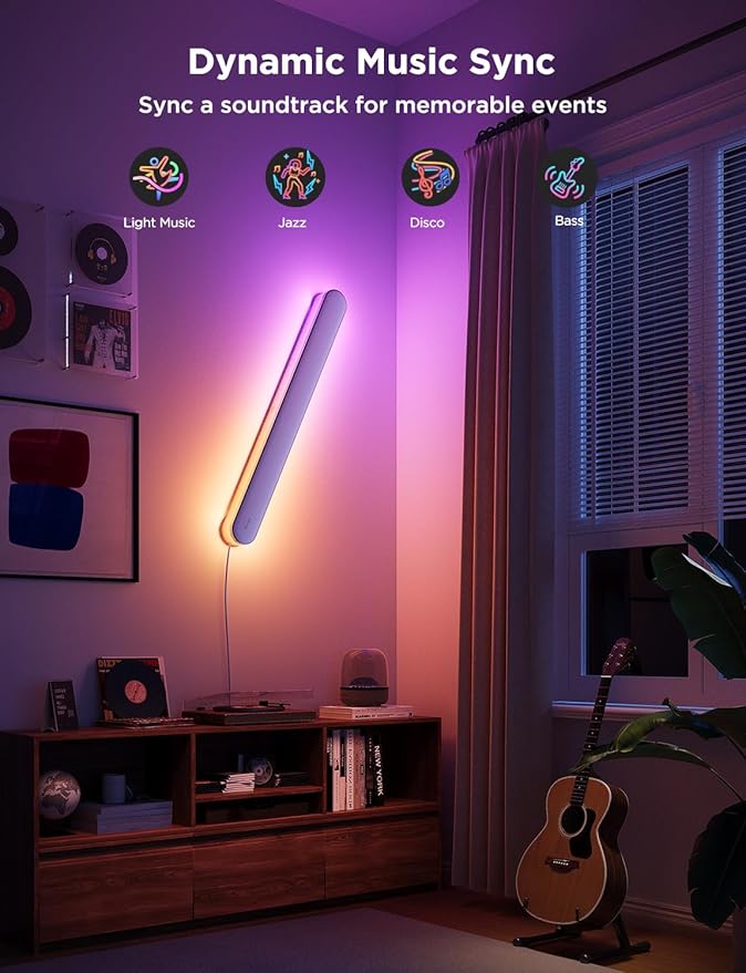 Govee Wall Sconces Set of Two, RGBIC LED Wall Lights, Works with Matter & Alexa, Music Sync, Plug in Wall Mount Light, Dimmable Modern Room Light for Living Room Bedroom Hallway, 2 Pack