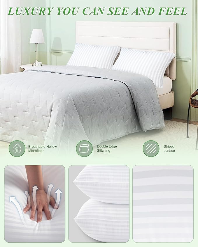 Pillow Insert Set of 4, Soft Virgin Microfiber Square Throw Pillow Inserts for Living Room, Couch Bed Pillows, Down Alternative Filled, 12x20 Inch(30x50cm White