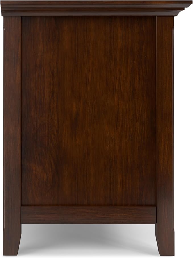 SIMPLIHOME Amherst 72-inch Wide Solid Wood TV Stand in Russet Brown, Transitional-Style Media Console for Living Room with Cable Management and Adjustable Shelves, Fits 80" TVs