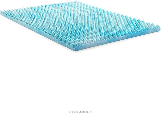 Linenspa 3 Inch Convoluted Gel Swirl Memory Foam Mattress Topper - Promotes Airflow - Relieves Pressure Points - King