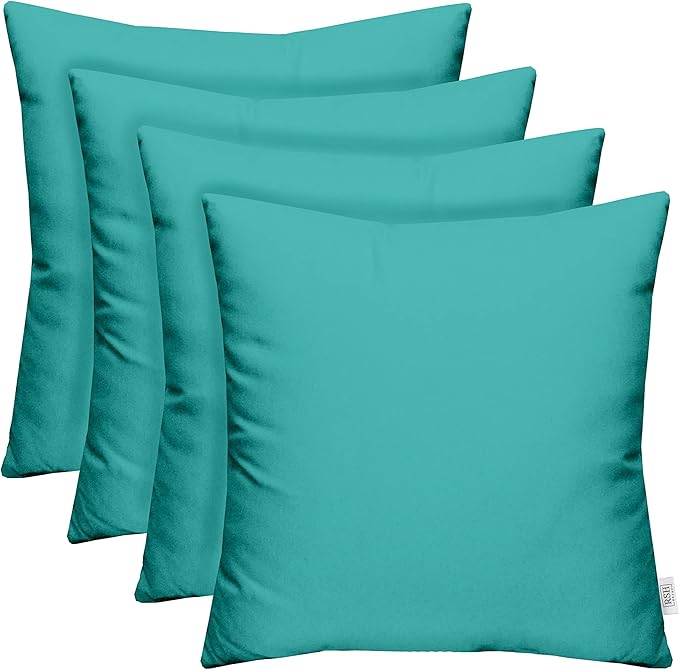 RSH DECOR: Sunbrella Square Throw Pillows Set of 4 | 20" x 20" | Water and Fade-Resistant Performance Fabric | Outdoor Pillow Covers with Down-Alternative Inserts | Canvas Aruba