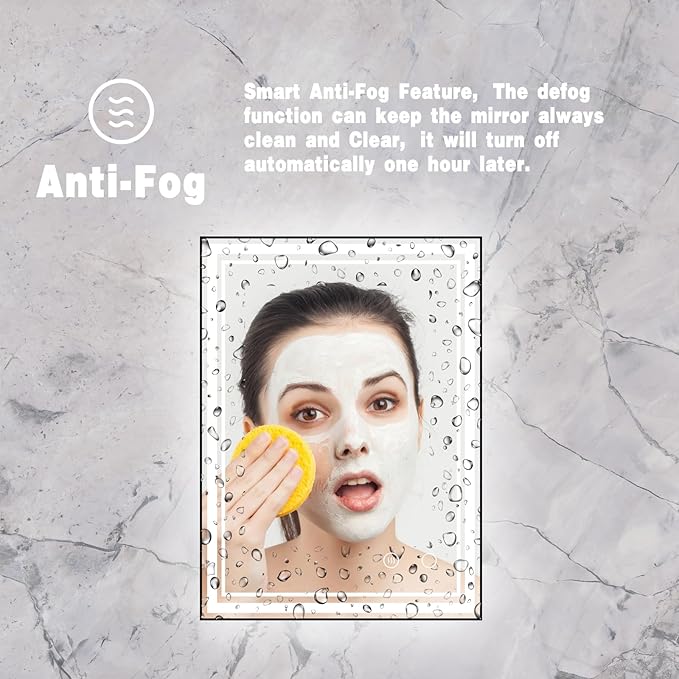 30" x 22" LED Bathroom Mirror with Lights Framed LED Mirror for Bathroom Backlit and Front Lighted Bathroom Mirror Black Square Aluminum Frame Anti-Fog Dimmable Adjustable Shatter-Proof