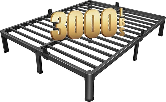 MAF 7 Inch Queen Metal Platform Bed Frame with Round Corner Legs, 3000 LBS Heavy Duty Steel Slats Support, Noise Free, No Box Spring Needed, Easy Assembly