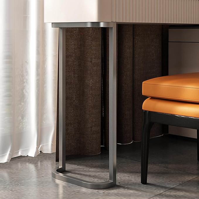 Lartis Makeup Vanity with Stool, Very Easy to Assemble,Retractable TV Cabinet Combination, Dressing Table Desk in one, Super Storage