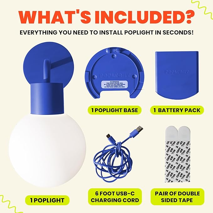 Wireless Wall Sconce (Shark Tank) Rechargeable & Dimmable LED Light w/App Control & Damage-Free Install, Moveable Modern Ambient Lighting for Elegant Home & Bedroom Decor | Blue