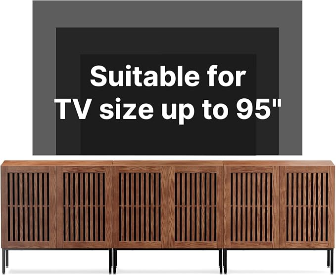 Farmhouse TV Stand for TVs up to 95 inch, 3 in 1 Entertainment Center TV Console with Storage Cabinets and Metal Base,Media Console for Living Room, Brown