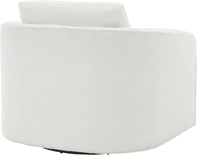 MINCETA Accent Chairs,Oversized 360 Swivel Armchair(Seat Area:25.6" D x 26.8" W),Modern Comfy Reading Chairs for Living Room with Metal Base,Sherpa Teddy in White