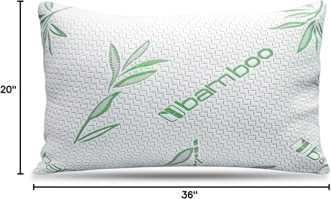 King Size Rayon Derived from Bamboo Pillow, Cooling Shredded Memory Foam Bed Pillows Sets for Back, Stomach, Side Sleepers, Adjustable Soft Firm, Washable Cover, King (Pack of 1)