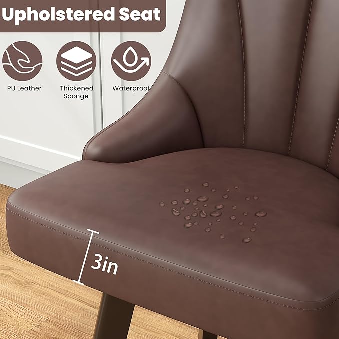 Bar Stools with Backs, PU Leather Upholstered Counter Barstools with Solid Wood Legs for Kitchen Island, Home Bar(4PCS Brown)