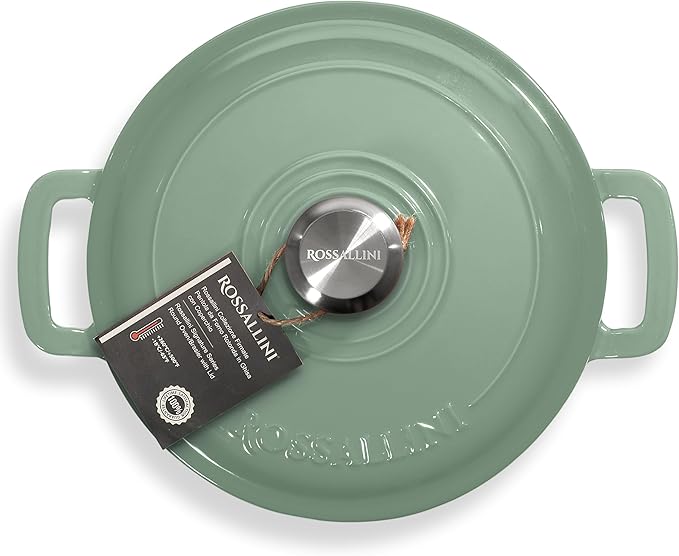 Signature Enameled Cast Iron Dutch Oven, Non-Stick Serving Pot with Tight Fitting Lid for Perfect Roasting, Baking, Sauteing, and Bread Making | 4.5Q (4.2L) - Sage