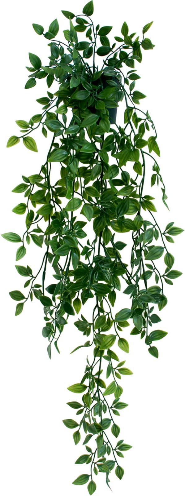 LOYWREE Small Artificial Hanging Mandala Plant with Pot Faux Plants Indoor Fake Small Potted Plant 28.7-in Long Faux Vine Shelf Decor Ideal for Indoor Outdoor Home Office Decoration (Black Pot)