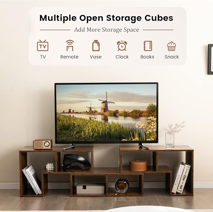 KOTEK TV Stand for 50 55 60 65 Inch TV, 3 Pieces Free Combination Bookshelf Organizer, TV Console Table with Open Storage Shelves, Modern Entertainment Center for Living Room, Bedroom