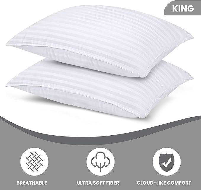 Utopia Bedding Bed Pillows for Sleeping King Size (White), Set of 2, Cooling Hotel Quality, for Back, Stomach or Side Sleepers
