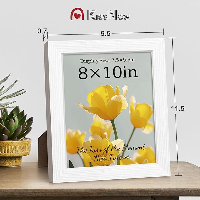 8x10 Picture Frame 4 Pack, White Solid Wood Gallery Photo Frame, Wall Hanging or Tabletop Display