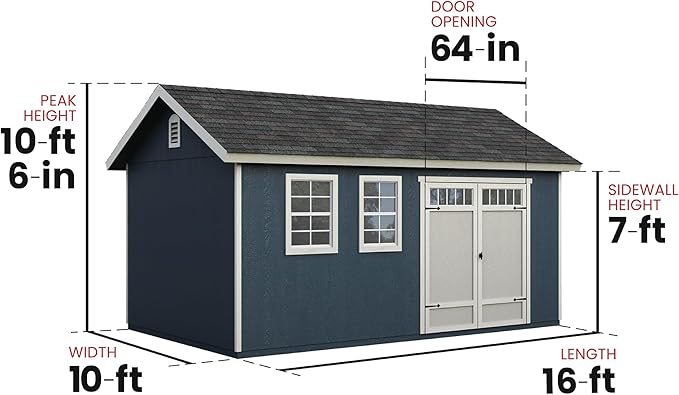Handy Home Products Scarsdale 10x16 Do-It-Yourself Wooden Storage Shed- Does not Include Floor kit, Paint, or Roofing Shingles