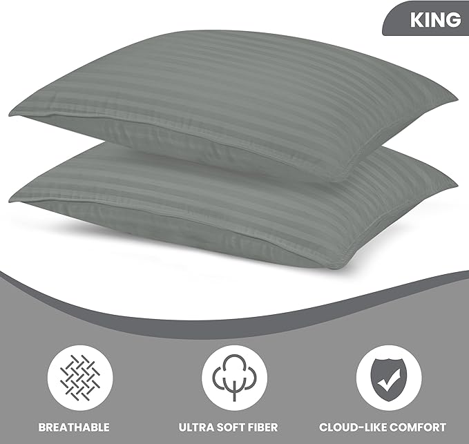 Utopia Bedding Bed Pillows for Sleeping King Size (Light Grey), Set of 2, Cooling Hotel Quality, for Back, Stomach or Side Sleepers
