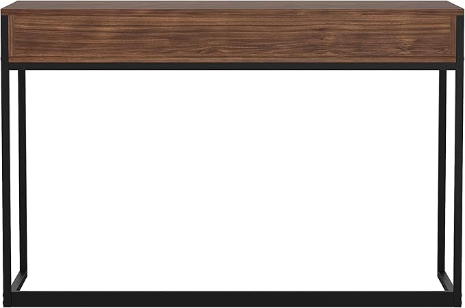 Martha Stewart Ollie Home Office Desk with 3 Drawers in Walnut Wood Grain with Oil Rubbed Bronze Hardware