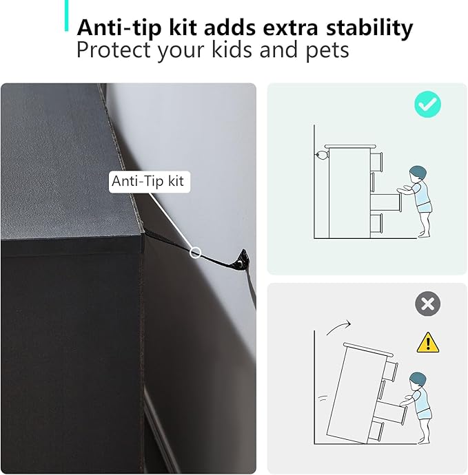 LIDYUK Black Dresser for Bedroom, 8 Drawer Dressers & Chests of Drawers, Modern Wood Dresser, 48 Inches Wide Chest of Drawers for Bedroom, Hallway, Living Room