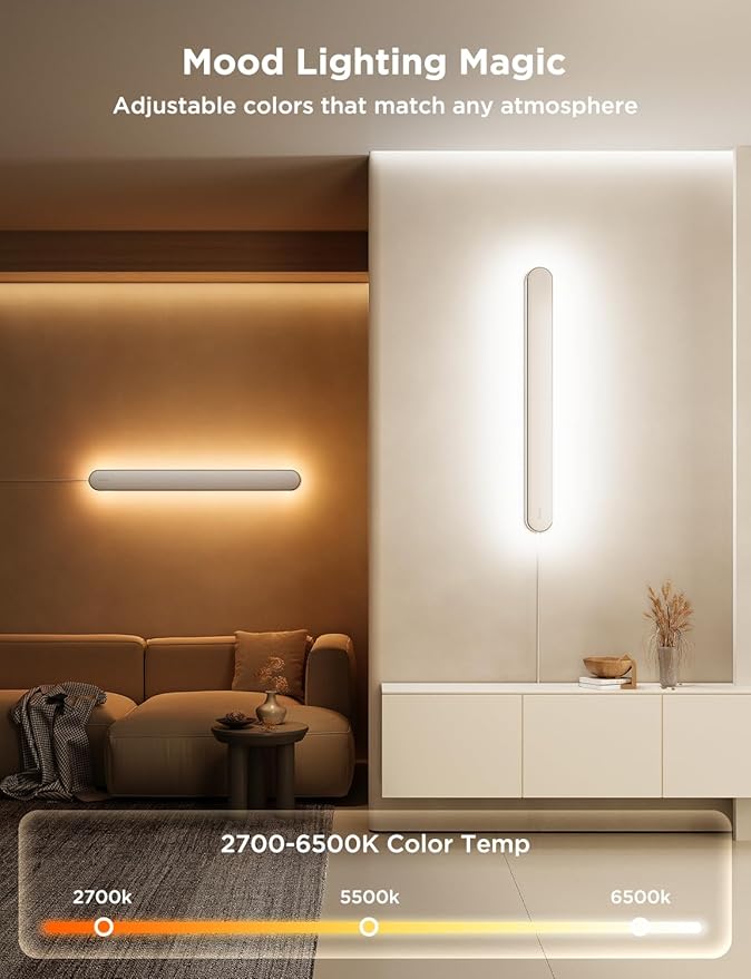 Govee Wall Sconces Set of Two, RGBIC LED Wall Lights, Works with Matter & Alexa, Music Sync, Plug in Wall Mount Light, Dimmable Modern Room Light for Living Room Bedroom Hallway, 2 Pack