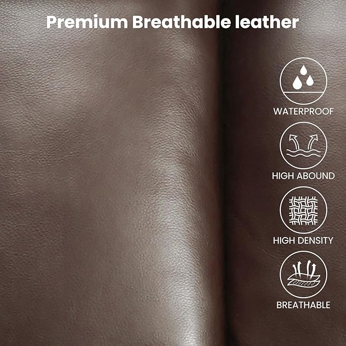 PARKOL Large Breathing Leather Infinite Position Power Lay Flat Lift Recliner Chairs for Elderly, Dual Motor with Massage and Heating,Extended Footrest,USB & Type-C Port and Remote Brown