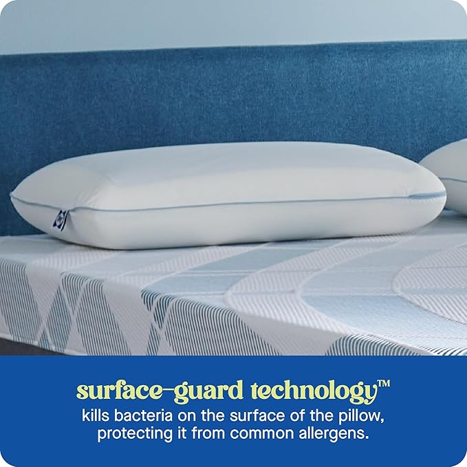 SEALY Dreamlife US Size Memory Foam SealyChill Cooling Gel, Removable Machine-Washable Cover, Made in The USA (2 Pack) Pillow, Standard I Dual Pack, White 2 Count