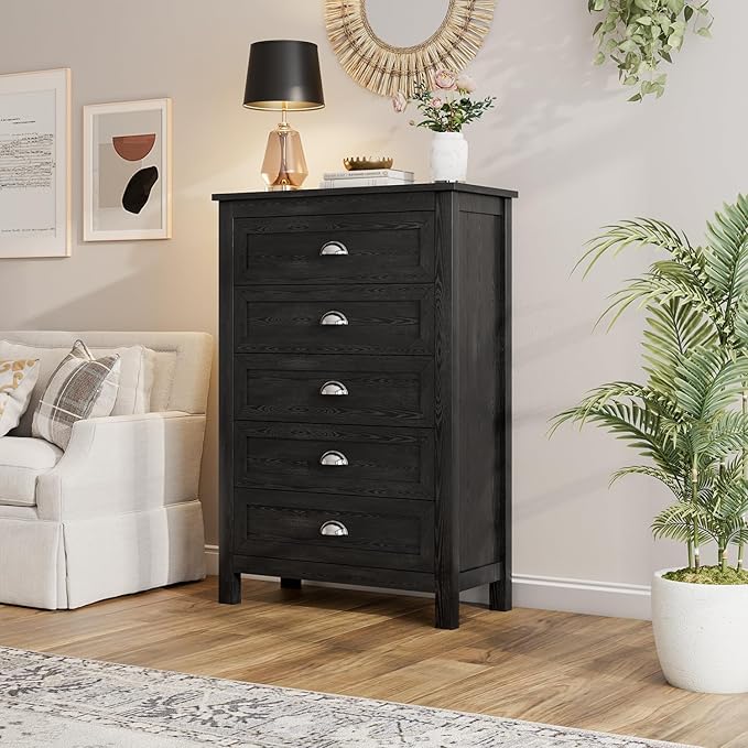 Wananlanen® Farmhouse Dresser for Bedroom, Antique Double Dresser & Chest of Drawer with Vintage Handle and Storage, Wooden Tall Rustic Organizer for Bedroom