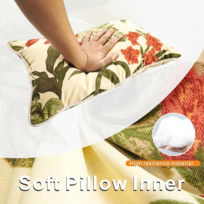 Outdoor Lumbar Pillows - Decorative Pillows with Insert Included Set of 2 Outdoor Pillows for Patio Furniture 12x20 Inch