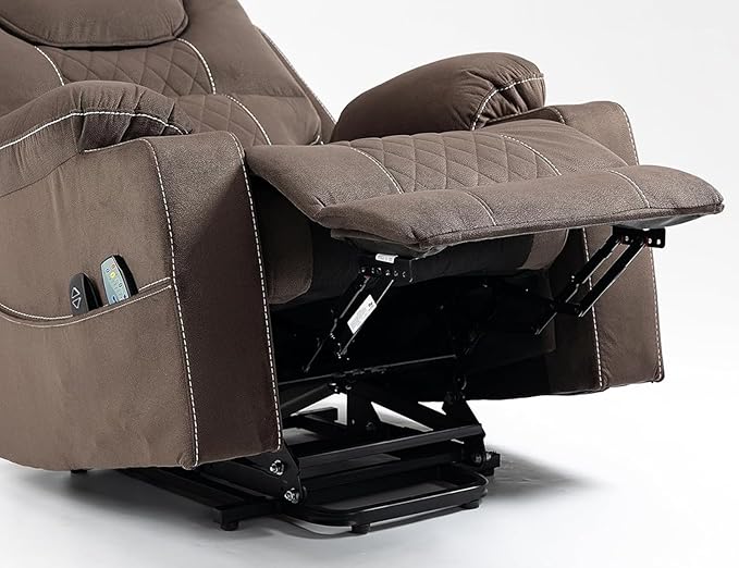 Lay Flat Power Lift Recliner, Heavy Duty Recliners 400lb Extra Big, Lift Recliner with Heat and Massage for Elderly, A Tall Fat Person, Lazyboy Sleeping (Velvet Brown)